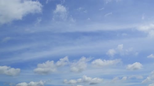 Blue Sky with Fluffy Clouds Drifting By