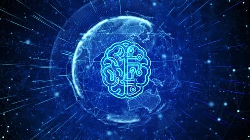 Gehirntechnologie Digitale globale Technologie World Network Connections Hintergrund