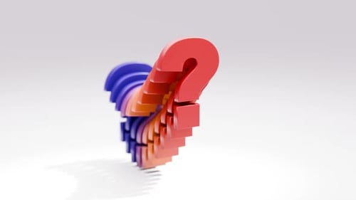 Colorida animación en bucle con signos de interrogación en 3D