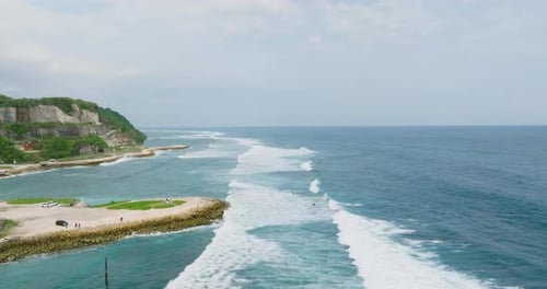 Aerial of the Southernmost Point of Bali Island and the Indian Ocean, Bali, Indonesia