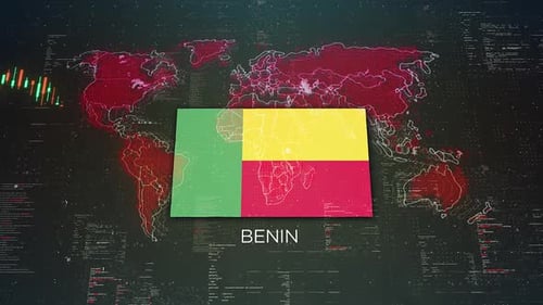 Benin Stock Market Chart Background With Flag