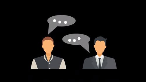 Animated Flat Design Icons of Men Talking