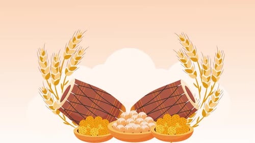 Animation de célébration de la fête des récoltes de Lohri Punjabi avec de la canne à sucre traditionnelle