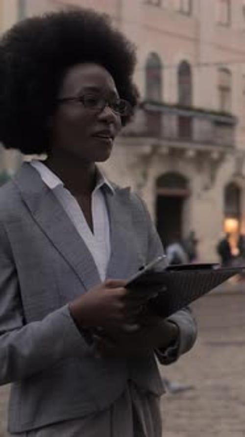 African Business Colleagues Standing Together on Street