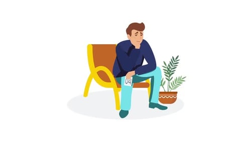 Man Waiting in Queue Flat Design Character Animation