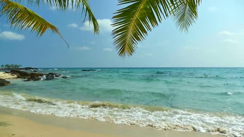 beach on white cloud and blue sky