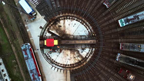 Railway turntable for locomotives - Rotated dynamic Aerial clip ...