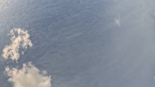 Timelapse Fluffy Cumulus Clouds Moving in Bright Sunset Abstract Aerial Nature Summer Ocean Sunset