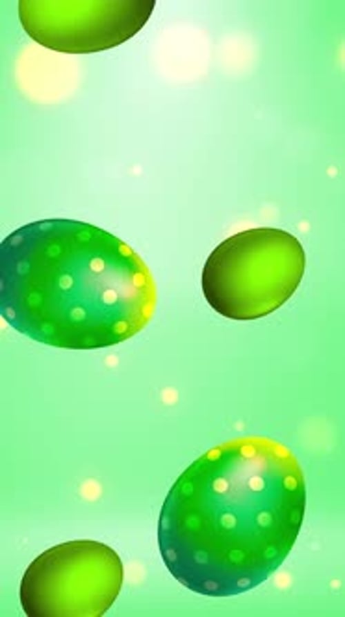 Animated Green Easter Eggs Falling Vertical Background
