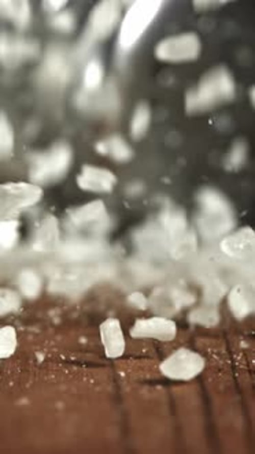 Super Slow Motion Falling Sea Salt Filmed on a Highspeed Camera at 1000 Fps