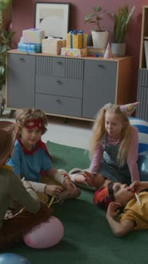 Children Celebrate at Colorful Indoor Birthday Party