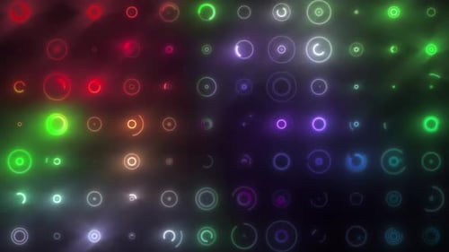 Wall Of Colorful Circles Glowing Video Background