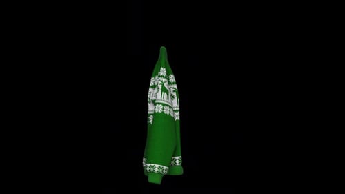 Green Christmas Sweater 3D Rotation Loop Animation