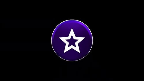 Rotating 3D Star Icon Button in Purple and White