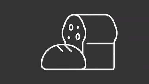 Flat Design Animated Icon of a Bread Loaf and Sliced Bread