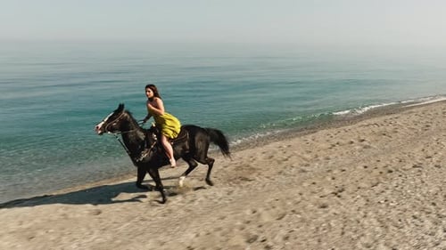 Woman on Horseback By the Sea