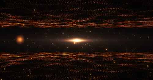 Abstract Golden Particle Waves Digital Motion Background