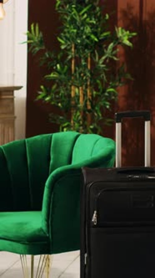 Vertical Video Modern Empty Lounge Area with Luggage