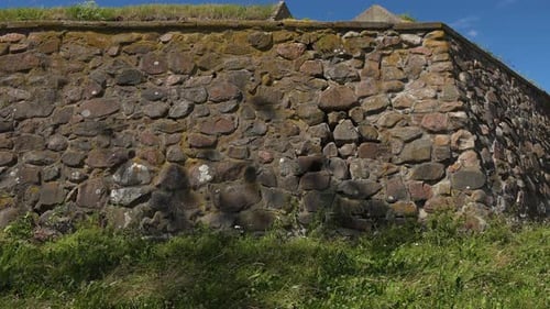 An outlook view of the stone wall of Museum fortress Korela, Russia.