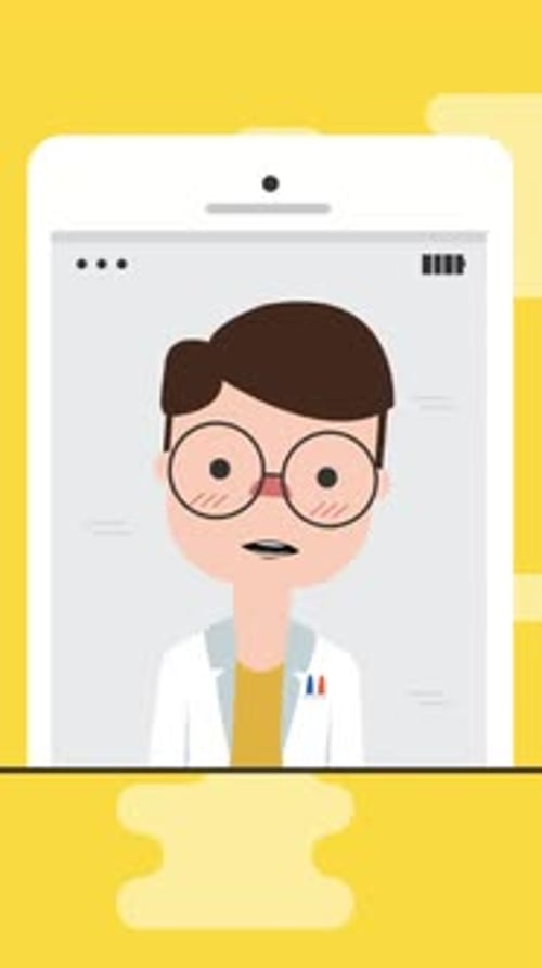 Flat Design Animated Doctor Character Speaking in Vertical Smartphone
