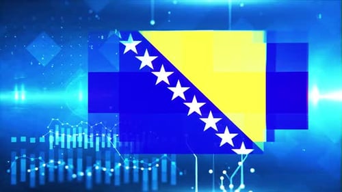 Bosnia And Herzegovina Flag On Economy Background And Graph