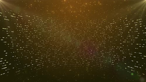 Golden Abstract Particles Loop Background with Lens Flares