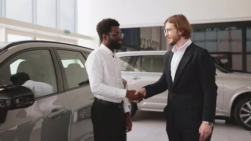 Car Showroom Man Purchasing New Car