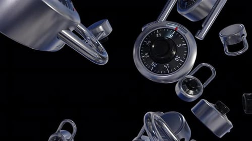 3D Falling Combination Locks Background