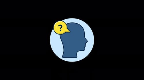 Flat Design Animated Question Mark Thinking Head