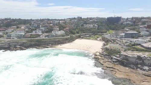 Massive Ocean Waves Rushing Towards The Shore Of Tamarama Beach In Eastern Suburbs, Sydney, New Sout