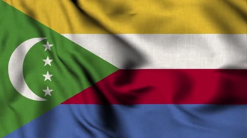 Comoros National Flag Waving Realistic Cloth Animation