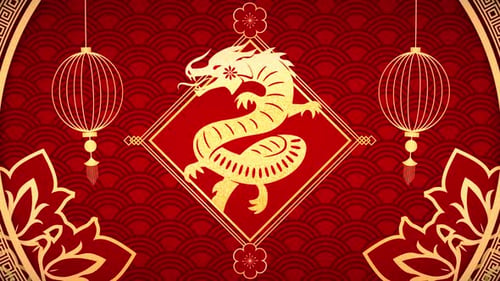 Animated Chinese New Year Golden Dragon Background