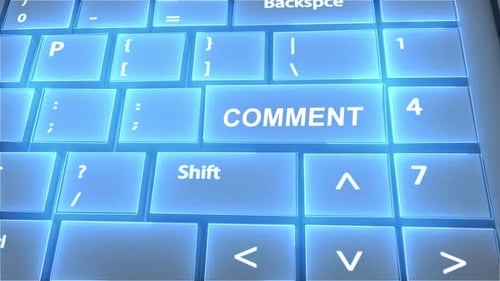 Futuristic Computer Keyboard Comment Text on Key