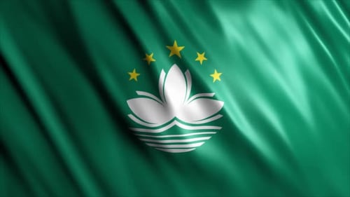 Waving Macau Flag Seamless Loop Animation