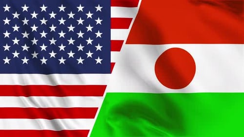 Waving Flags of the United States and Niger Animation