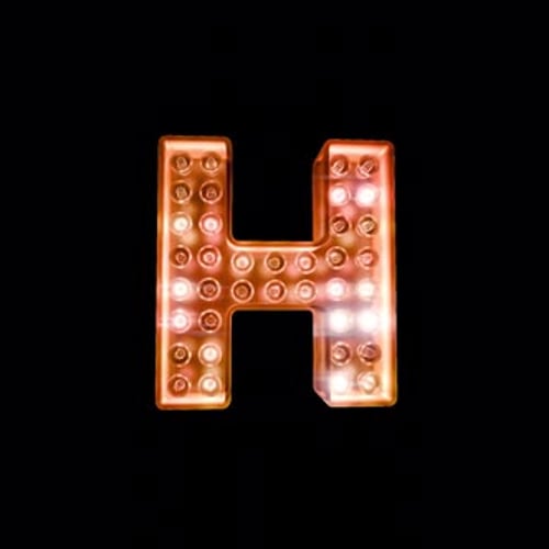 Animated Marquee Light Letter H with Glowing Bulbs