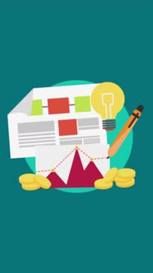 Animated Corporate Business Idea and Financial Chart Flat Design