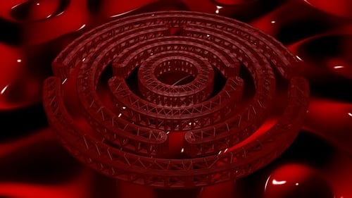 Abstract Red Spiral Maze Rotation Loop