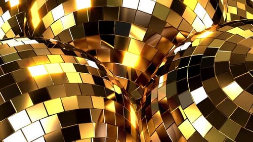 Golden Shimmering Geometric Squares Background