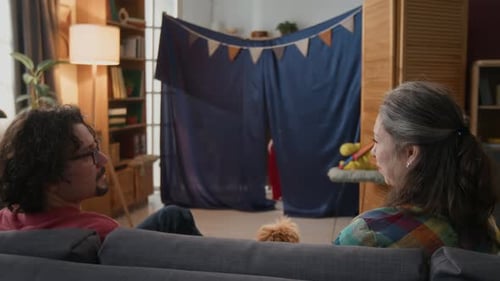 Young Princess and Pirate Performing Home Theater Show for Parents
