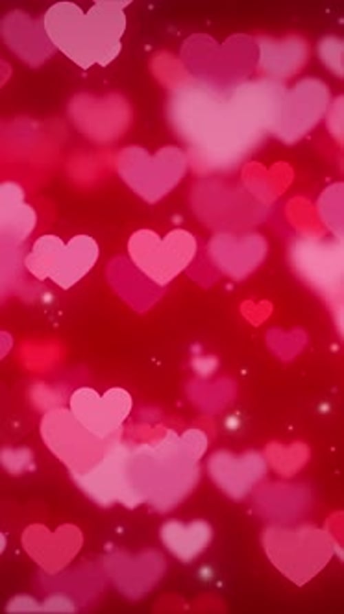 Animated Floating Pink Hearts Romantic Background