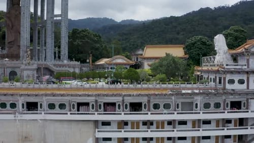 Kuan Yin statue Kek Lok Si Temple Penang Hill Malaysia total view beautiful tracking shot