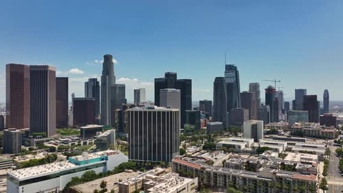 Downtown Los Angeles Skyline From Drone American City Center From Above Los Angeles Downtown From