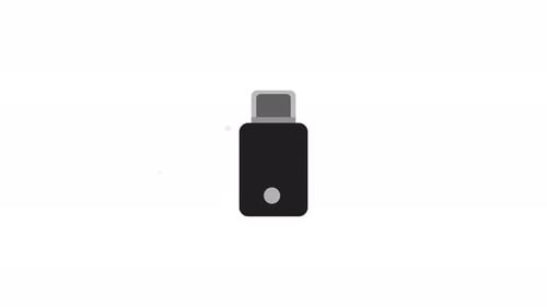 Animated Flat Design USB Drive Icon Reveal