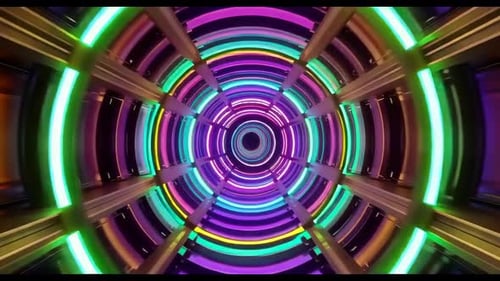 Seamless Loop 3D Motion Graphic Flight Through Neon Glowing