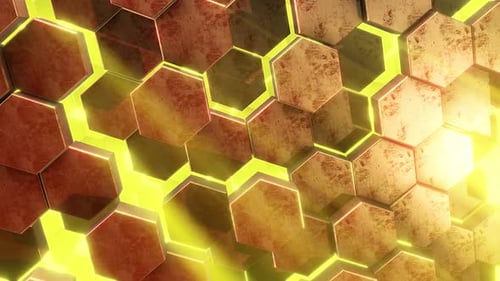 Dynamic Abstract Hexagon Grid with Glowing Light Rays