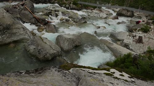 Scenic view of waterfall in forest, High Tatras, Slovakia