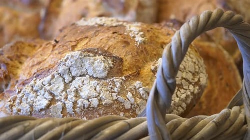 Fresh Baked Breads at Farmers Market Shelves in Istanbul