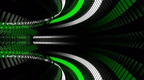 Partial Circular Moving Green And White Neon Lines Background Vj Loop In 4K