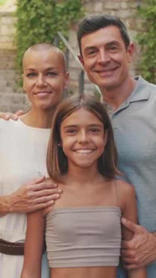 Happy family on a summer day, family vacation photo to remember